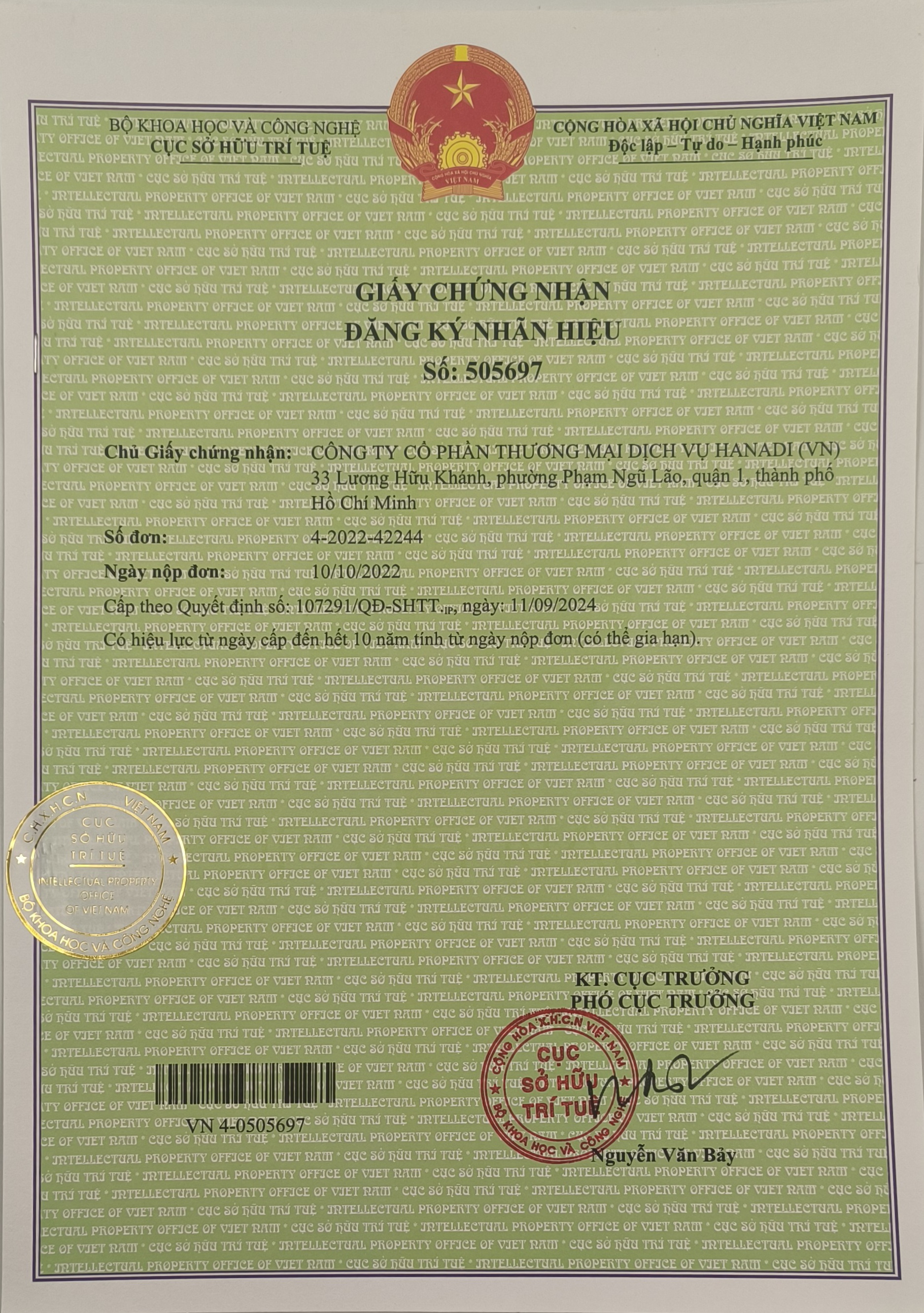 BẰNG NHÃN HIỆU SXU